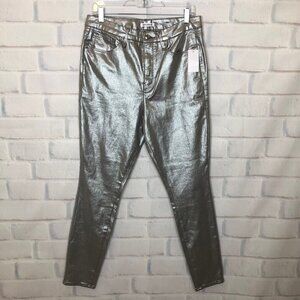 NWT Good American Good Waist Metallic Silver Jeans Size 14